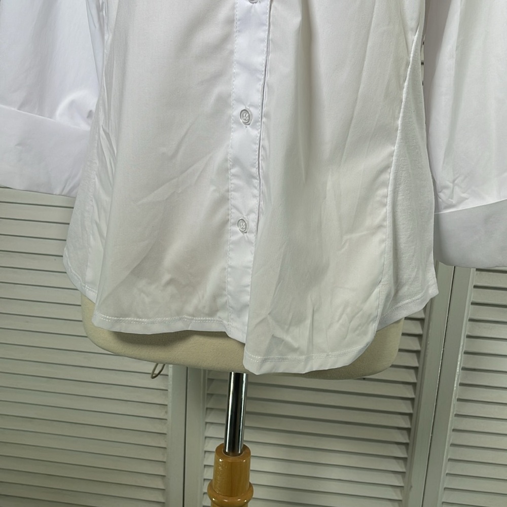 New: Zac & Rachel. Bottom down women’s shirt, color: White. Size: L.Woven + Knit - Picture 3 of 15